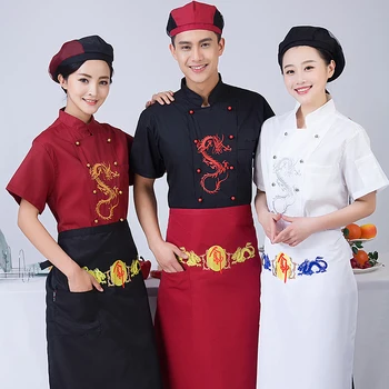 Star Hotels Chef Clothes Short Sleeves Embroidered Dragon Chef's Work Clothes Summer Food Western Restaurant Kitchen Clothing.
Star Hotels Chef Clothes Short Sleeves Embroidered Dragon Chef's Work Clothes Summer Food Western Restaurant Kitchen Clothing.