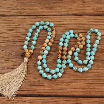 8mm Natural Blue Pine Stone & Picture Stone Hand Knotted 108 Beads Mala Energy Yoga Meditation Power Necklace for Women Wolesale
8mm Natural Blue Pine Stone & Picture Stone Hand Knotted 108 Beads Mala Energy Yoga Meditation Power Necklace for Women Wolesale