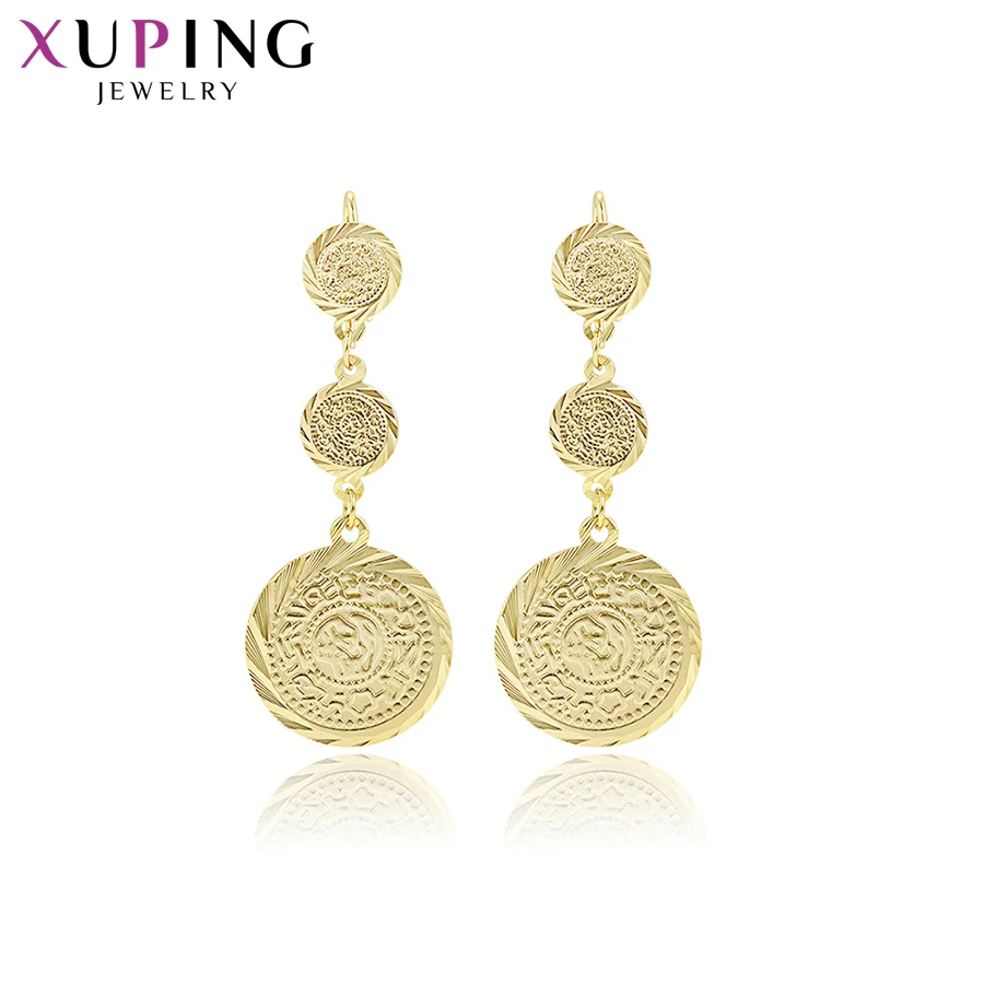 Модные ювелирные изделия Xuping светло-желтые серьги золотого цвета длинные из