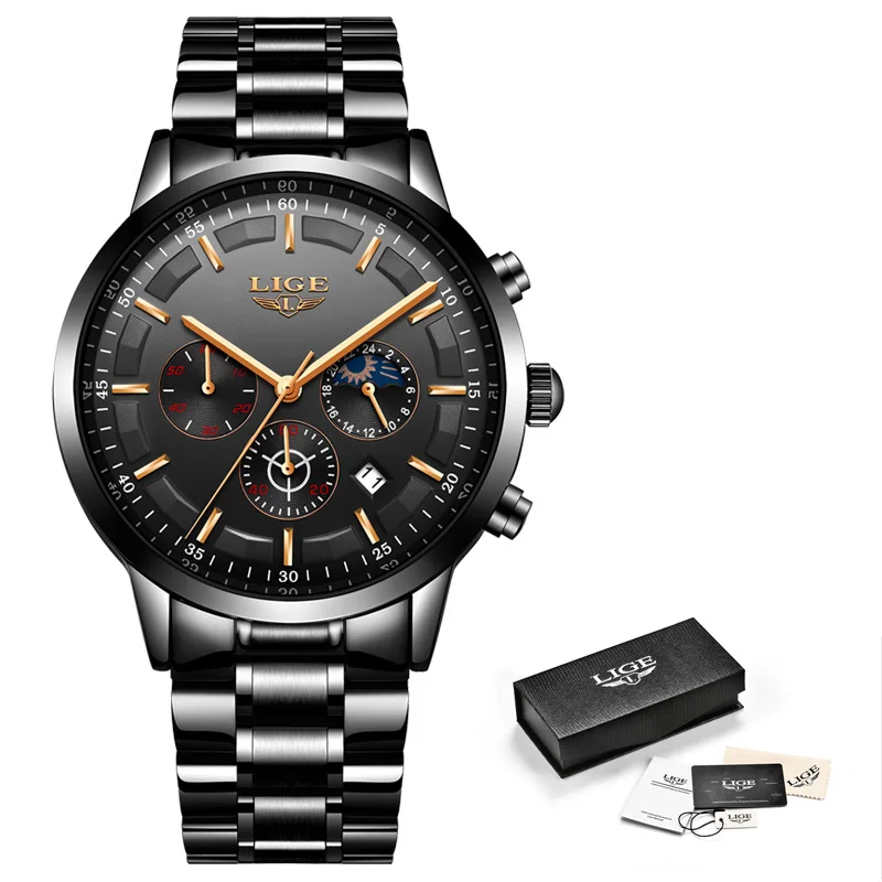 Часы 2021 года мужские часы LIGE модные спортивные кварцевые от лучшего бренда