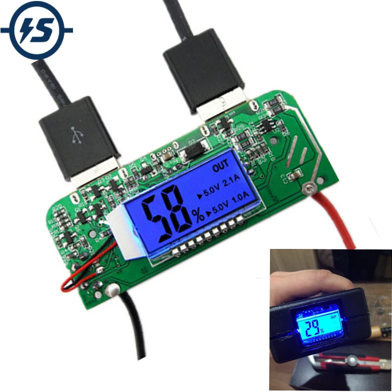 Dual USB 5V 2.1A 1A Mobile Power Bank Charger PCB Board Boost Step Up Module LED Display Board for 18650 Battery Phone DIY
Dual USB 5V 2.1A 1A Mobile Power Bank Charger PCB Board Boost Step Up Module LED Display Board for 18650 Battery Phone DIY