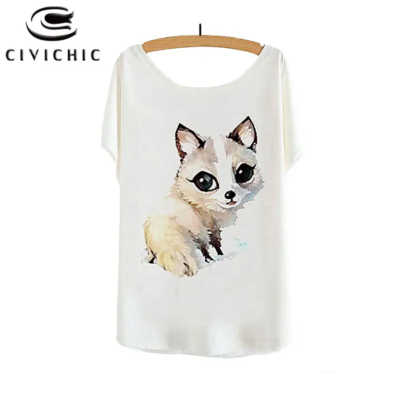 CIVI CHIC Summer Tees Cute Raccoon Printing Women T-shirt Bat Sleeve Cotton Tops O Neck Loose Wear Lovely Fox Print Tshirt WST51
CIVI CHIC Summer Tees Cute Raccoon Printing Women T-shirt Bat Sleeve Cotton Tops O Neck Loose Wear Lovely Fox Print Tshirt WST51