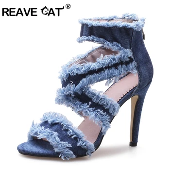 REAVE CAT New summer Women Sandals Thin Heel Ankle strap Denim Style Novelty high heel Sandals Lady shoes woman Zipper A731
REAVE CAT New summer Women Sandals Thin Heel Ankle strap Denim Style Novelty high heel Sandals Lady shoes woman Zipper A731