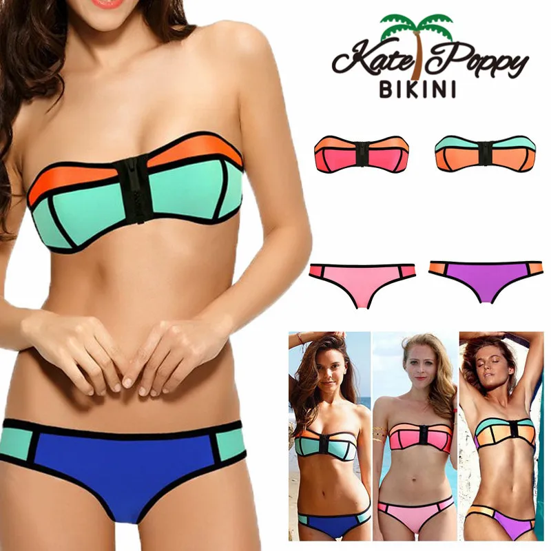 2018 Sexy Patchwork Swimsuit Off shoulder Two pipece Bikini Set Brazilian Women Beach Bathing suit |