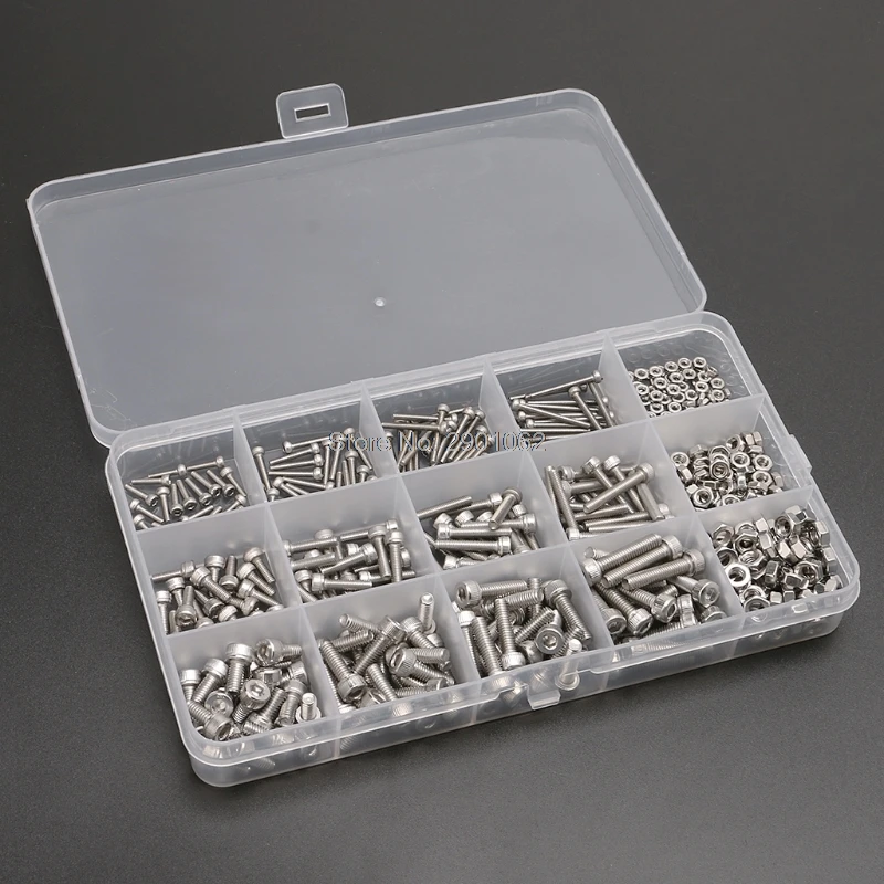 480PCS M2/M3/M4 Stainless Steel Hex Socket Screws Head Cap Screw Nut Kit AP16
480PCS M2/M3/M4 Stainless Steel Hex Socket Screws Head Cap Screw Nut Kit AP16