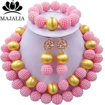Majalia Charming Nigerian Wedding African Pearl Jewelery Set Pink Crystal Plastic Pearl Necklace Bride Jewelry Set 2LS009
Majalia Charming Nigerian Wedding African Pearl Jewelery Set Pink Crystal Plastic Pearl Necklace Bride Jewelry Set 2LS009