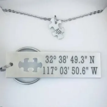 Interesting Puzzle Jewelry Set Necklace and Latitude and longitude Keychain Sets Jewelrys for Couples Can Customized YP3997
Interesting Puzzle Jewelry Set Necklace and Latitude and longitude Keychain Sets Jewelrys for Couples Can Customized YP3997