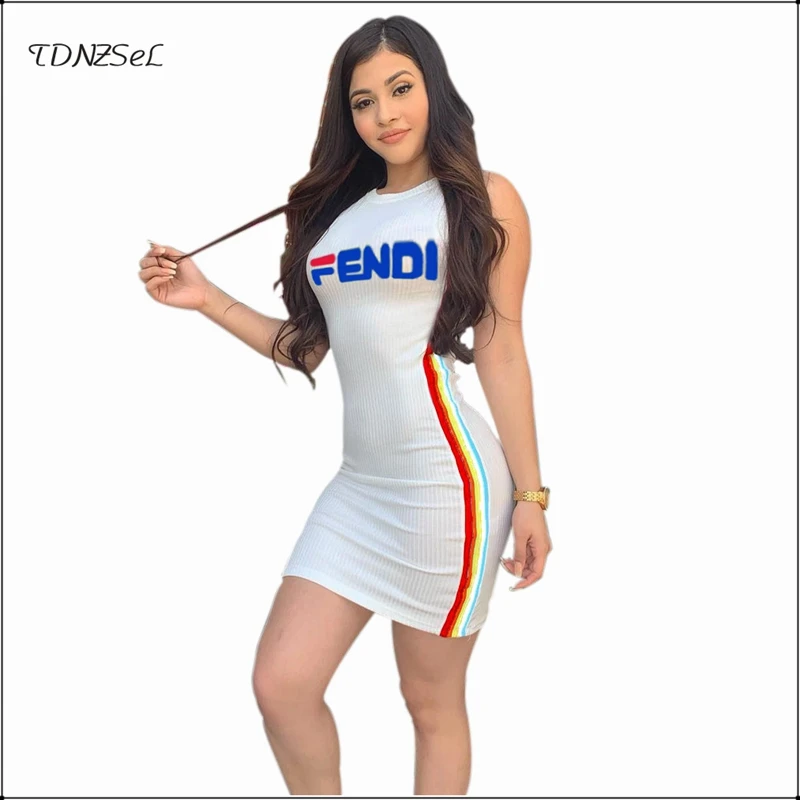 Summer White Sleeveless Bodycon Tank Dress Sexy Women Side Rainbow Striped Above Knee Short Mini Dresses O Neck Letter Print
Summer White Sleeveless Bodycon Tank Dress Sexy Women Side Rainbow Striped Above Knee Short Mini Dresses O Neck Letter Print