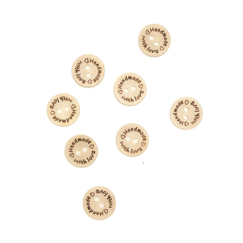 

Wood Sewing Button Scrapbooking Round Two Holes Hand Made With Love Dia. 50 PCs Costura Botones Decorate bottoni botoes D133A8