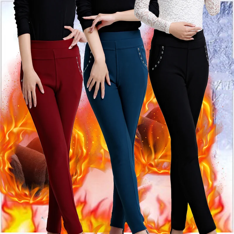 Large size 4XL 2017 Winter Women Pants Warm sweat Plus Thick Velvet Pants Slim High Waist Stretch Pencil Pants Female Trousers
Large size 4XL 2017 Winter Women Pants Warm sweat Plus Thick Velvet Pants Slim High Waist Stretch Pencil Pants Female Trousers