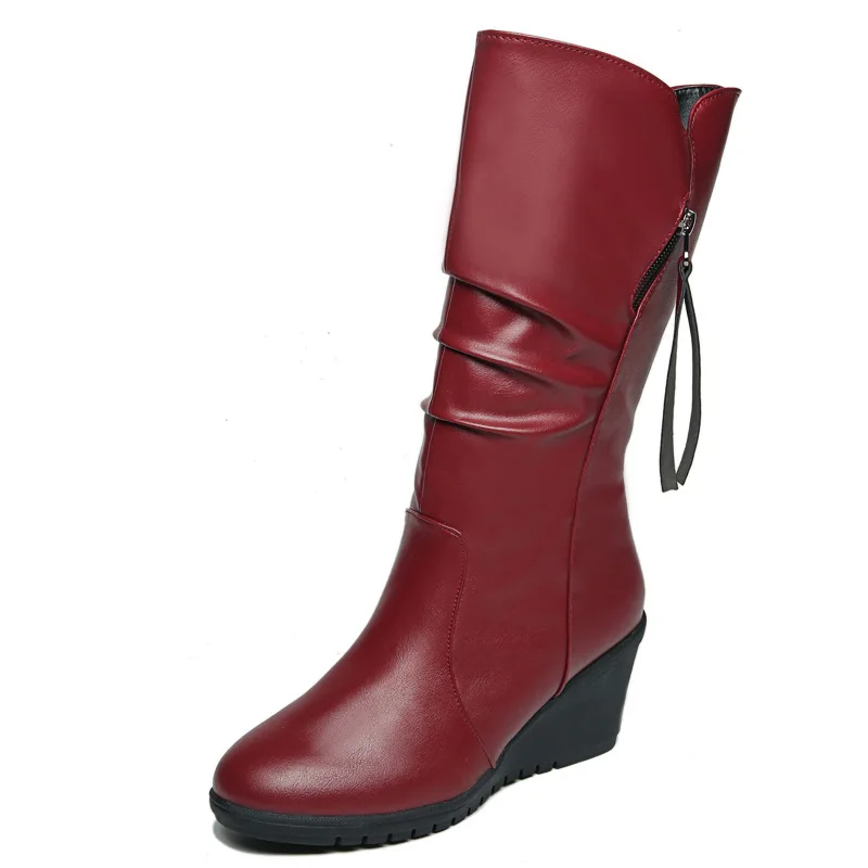2018 autumn and winter slope with Korean version of the round head side zip high heel fashion women's boots wine red 1102
2018 autumn and winter slope with Korean version of the round head side zip high heel fashion women's boots wine red 1102