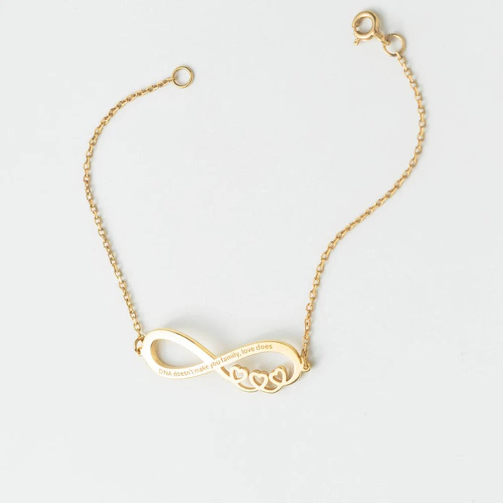 Stainless Steel Personalized Gold Infinity Bracelet Engraved Words or Name Custom Infinity Bracelet Jewelry For Women
Stainless Steel Personalized Gold Infinity Bracelet Engraved Words or Name Custom Infinity Bracelet Jewelry For Women