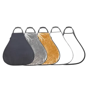 24" 60cm 5 in 1 Collapsible Disc Triangle Flash Reflector with Bag for Photo Studio Translucent Silver Gold White and Black
24" 60cm 5 in 1 Collapsible Disc Triangle Flash Reflector with Bag for Photo Studio Translucent Silver Gold White and Black