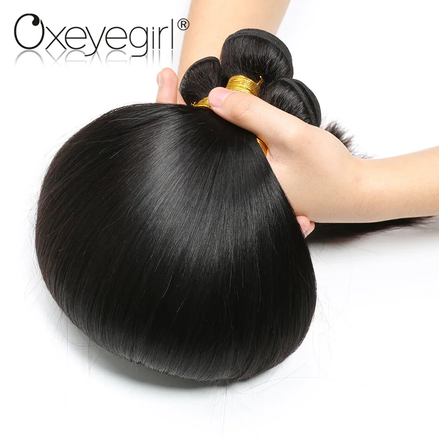 altOxeye girl Brazilian Human Hair Weave Bundles 3 Bundles/bag Straight Hair Bundles 10-28Inch Natural Color NonRemy Hair Extension