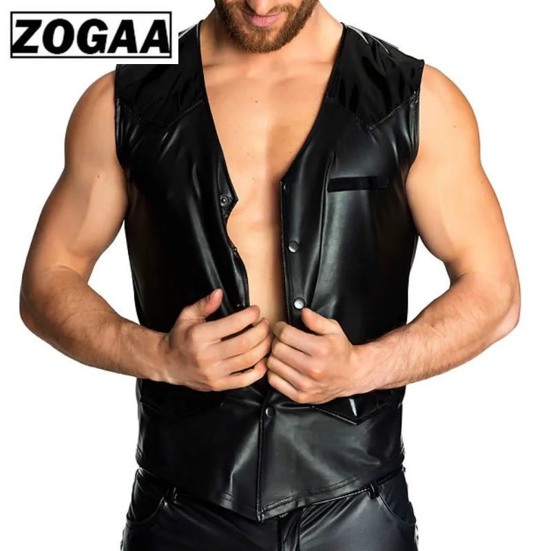 ZOGGA Wetlook Patent Leather Vests High Quality Men Waistcoat Sexy Punk V-Neck Men's Clothing Club Stage Men Vests Solid Black
ZOGGA Wetlook Patent Leather Vests High Quality Men Waistcoat Sexy Punk V-Neck Men's Clothing Club Stage Men Vests Solid Black
