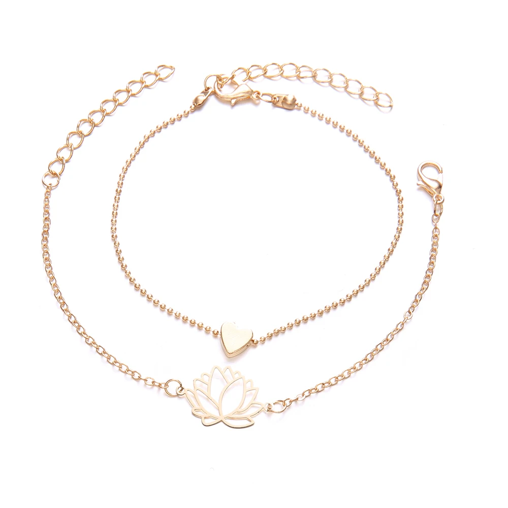 2 Pcs/set Boho Hollow Lotus Heart Charm Bracelets Set for Women Gold Color Infinite Link Chain Cuff Party Jewelry Wholesale
2 Pcs/set Boho Hollow Lotus Heart Charm Bracelets Set for Women Gold Color Infinite Link Chain Cuff Party Jewelry Wholesale