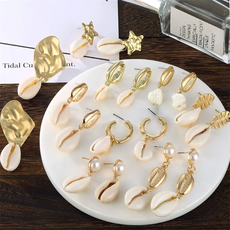 Vienkim Trendy Sea Shell Earrings for Women Gold Color Metal Shell Cowrie Statement Earrings 2019 New Summer Beach Jewelry Gifts
Vienkim Trendy Sea Shell Earrings for Women Gold Color Metal Shell Cowrie Statement Earrings 2019 New Summer Beach Jewelry Gifts
