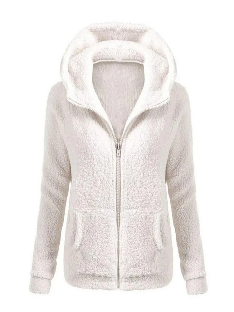 Fashion Women Solid Color Coat Thicken Soft Fleece Winter Autumn Warm Jacket Hooded Zipper Overcoat Female Casual Outwear Coat
Fashion Women Solid Color Coat Thicken Soft Fleece Winter Autumn Warm Jacket Hooded Zipper Overcoat Female Casual Outwear Coat