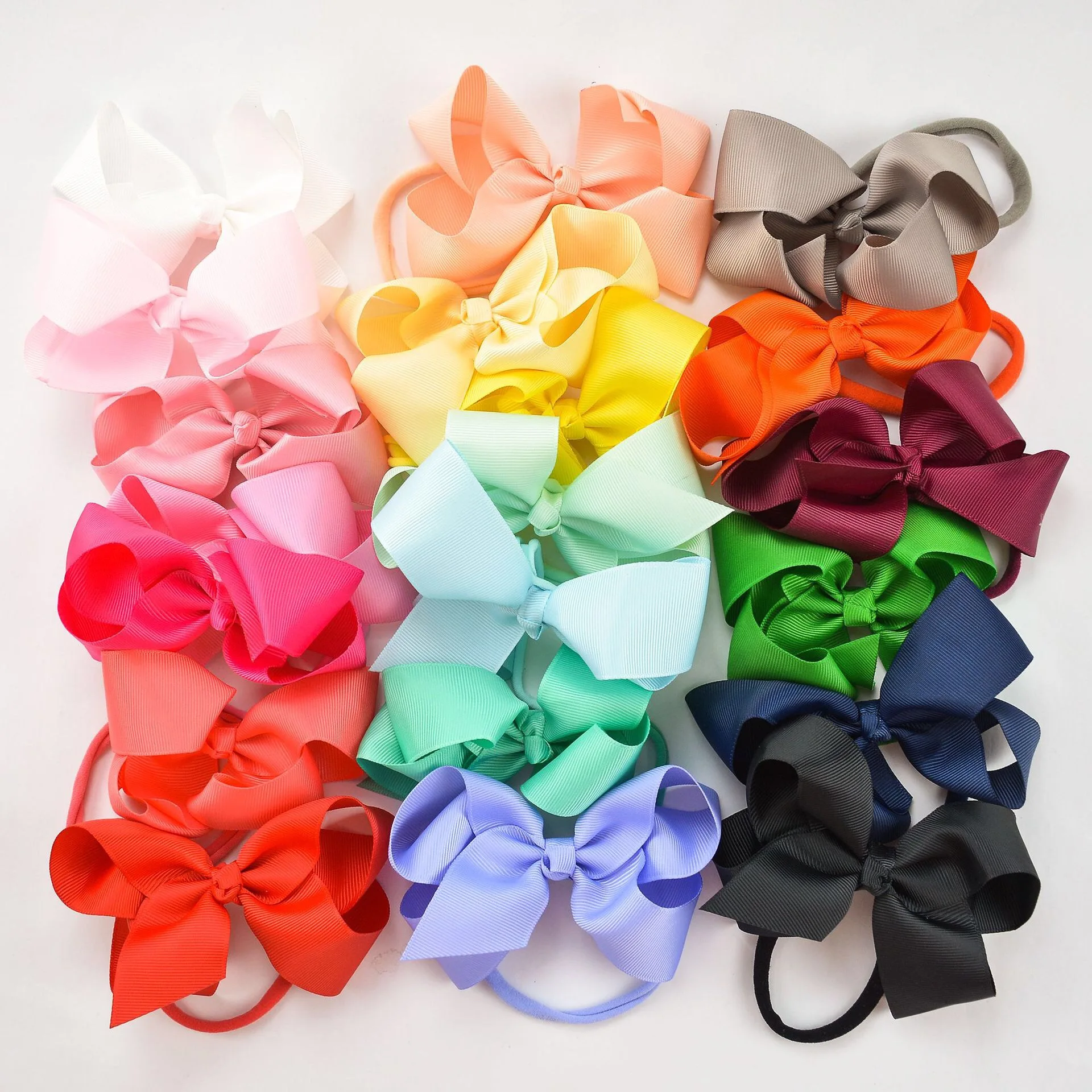 

Bulk 60pc/lot 4inch Grosgrain Ribbon hair bows DIY Hair bows with Skinny Nylon Baby headband Girls headwear hair accessories