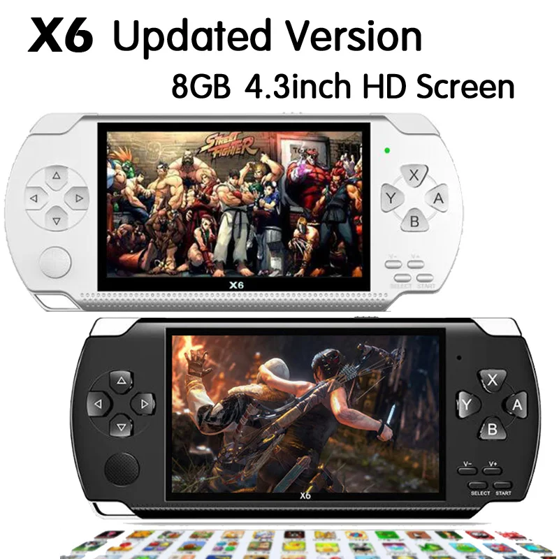 Real 8GB HD 4.3 Inch Built-in Classic Games Handheld Game Player MP3 MP4 MP5 Video Camera Mini Portable Handheld Game Console X6
Real 8GB HD 4.3 Inch Built-in Classic Games Handheld Game Player MP3 MP4 MP5 Video Camera Mini Portable Handheld Game Console X6