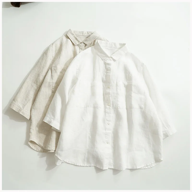 Summer Women Loose All-match Soft Comfortable Water Washed Linen Shirts Three Quarter Sleeves
Summer Women Loose All-match Soft Comfortable Water Washed Linen Shirts Three Quarter Sleeves