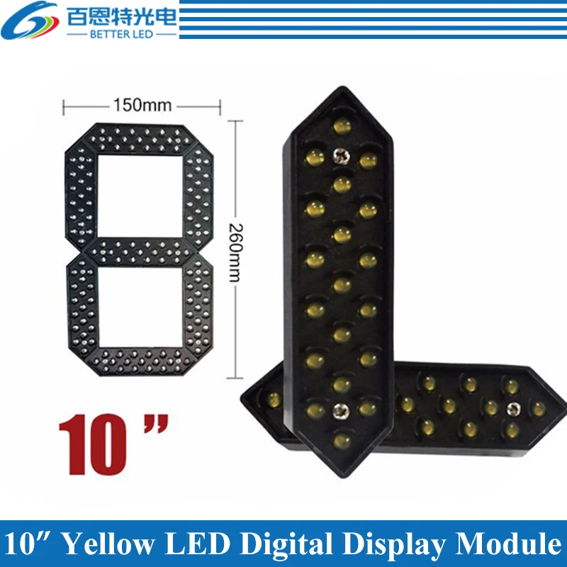 4pcs/lot 10" Yellow Color Outdoor 7 Seven Segment LED Digital Number Module for Gas Price LED Display module
4pcs/lot 10" Yellow Color Outdoor 7 Seven Segment LED Digital Number Module for Gas Price LED Display module
