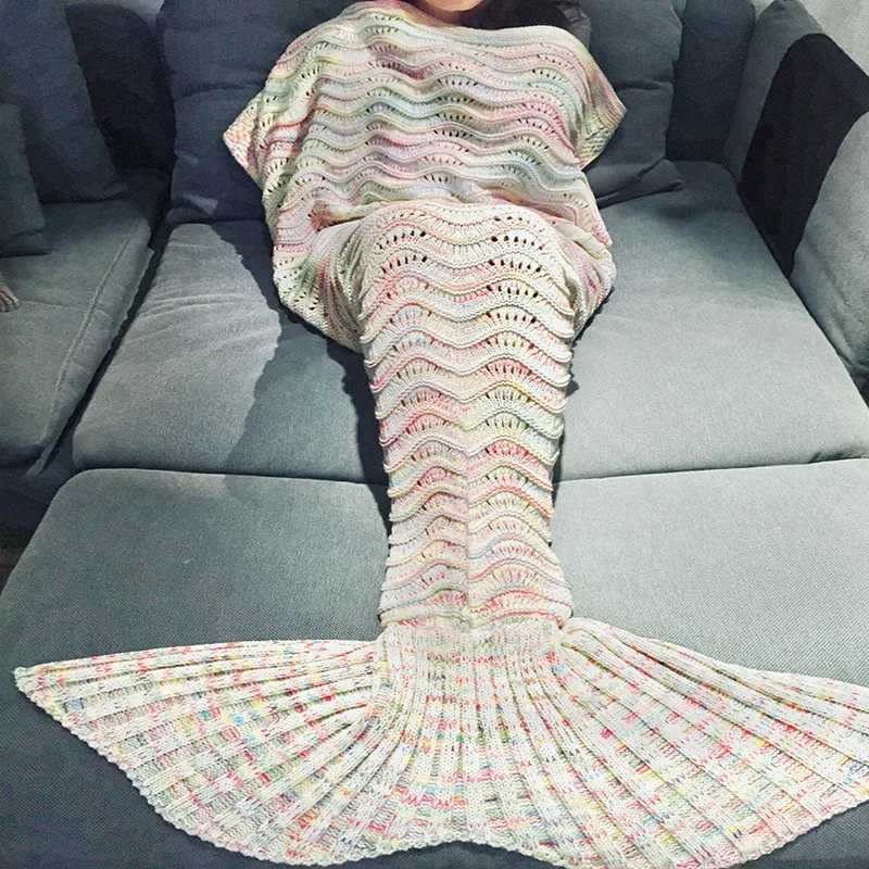 Soft Knitted Mermaid Tail Blanket 185x90cm Colorful Adult Handmade Crochet Yarn Mermaid Blanket Sofa Warm Wrap Sleeping Bag
Soft Knitted Mermaid Tail Blanket 185x90cm Colorful Adult Handmade Crochet Yarn Mermaid Blanket Sofa Warm Wrap Sleeping Bag