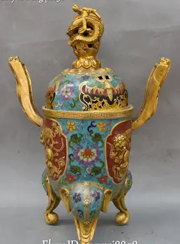 42CM Cloisonne Bronze 24K Gold Gilt Dragon Bat Lion Beast Incense Burner Censer
42CM Cloisonne Bronze 24K Gold Gilt Dragon Bat Lion Beast Incense Burner Censer