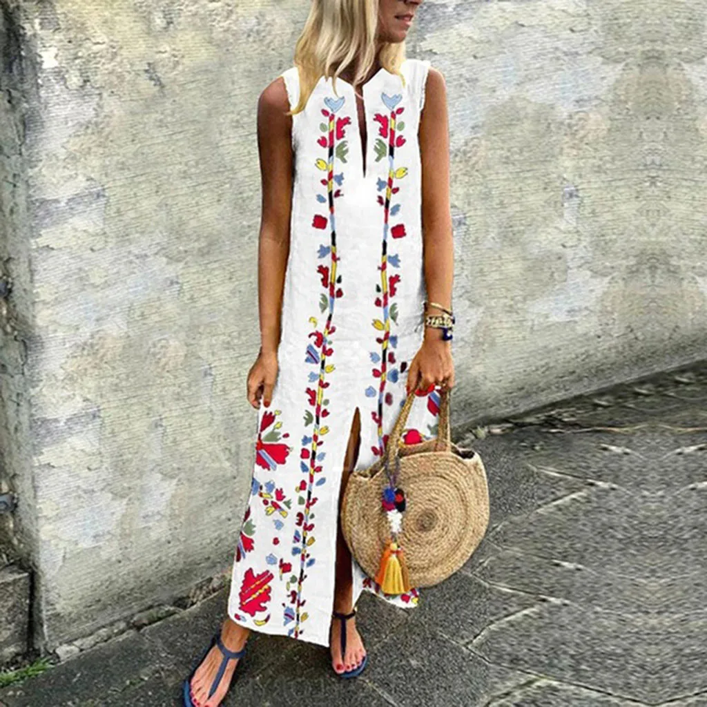 Elegant Oversized Women Dress Sexy Sleeveless Casual V-Neck Loose Vintage Floral Dress High Waist Holiday Beach Vestidos 2019
Elegant Oversized Women Dress Sexy Sleeveless Casual V-Neck Loose Vintage Floral Dress High Waist Holiday Beach Vestidos 2019