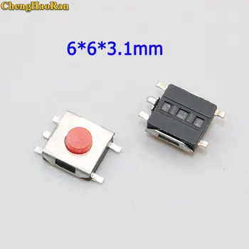 

ChengHaoRan 50 pcs Flat Red SMD 5Pin 6x6 Tact Switch Button 6 * 6 * 3.1mm Micro Switch 6x6x3.1mm micro switch repair parts
