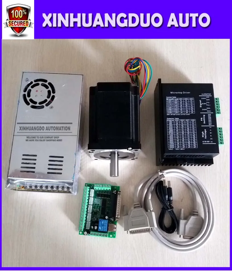 Nema 34 stepper motor 5.0A / 1230oz-in 1.8 deg Stepper Motor/116mm + Driver 6A/80VDC 256 Microstep & Interface Board
Nema 34 stepper motor 5.0A / 1230oz-in 1.8 deg Stepper Motor/116mm + Driver 6A/80VDC 256 Microstep & Interface Board