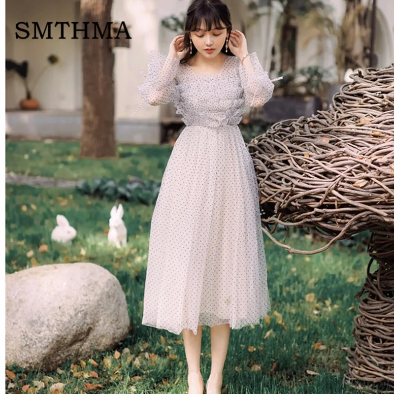 SMTHMA New Fashion Designer Runway Dress 2019 Spring and Summer Women's Bow Flare sleeve Dot Sexy V-Neck Holiday Long Dress
SMTHMA New Fashion Designer Runway Dress 2019 Spring and Summer Women's Bow Flare sleeve Dot Sexy V-Neck Holiday Long Dress