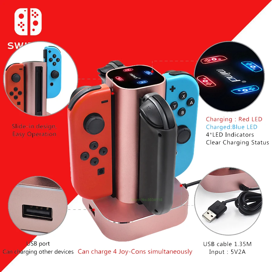 Nintend Switch Metal 4 Joy-con Charger Stand Charging Dock Station 4 Analog Caps for Nitendo Nintendo Nintendoswitch Accessories
Nintend Switch Metal 4 Joy-con Charger Stand Charging Dock Station 4 Analog Caps for Nitendo Nintendo Nintendoswitch Accessories