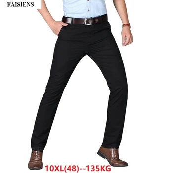 

FAISIENS Plus Size Men Pants 7XL 8XL 9XL Casual Summer 44 46 48 Elasticity Big Khaki Black 2018 Straight Business Pants Trousers