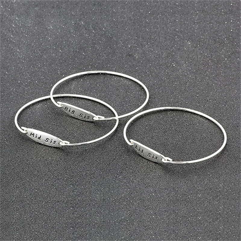 Bespmosp 3PC/Set Big Mid Lil Sis Middle Little Sister Gold Silver Plated Bracelets Bangles For Women Girls Jewelry Family Gifts
Bespmosp 3PC/Set Big Mid Lil Sis Middle Little Sister Gold Silver Plated Bracelets Bangles For Women Girls Jewelry Family Gifts
