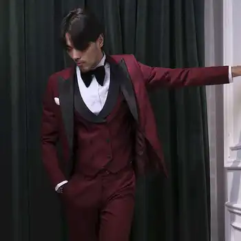 Men Suits 3 Pieces Wine red High quality Peak lapel Customed Suits Men Latest Coat Pants Slim Fit Wedding Tuxedos For Men
Men Suits 3 Pieces Wine red High quality Peak lapel Customed Suits Men Latest Coat Pants Slim Fit Wedding Tuxedos For Men