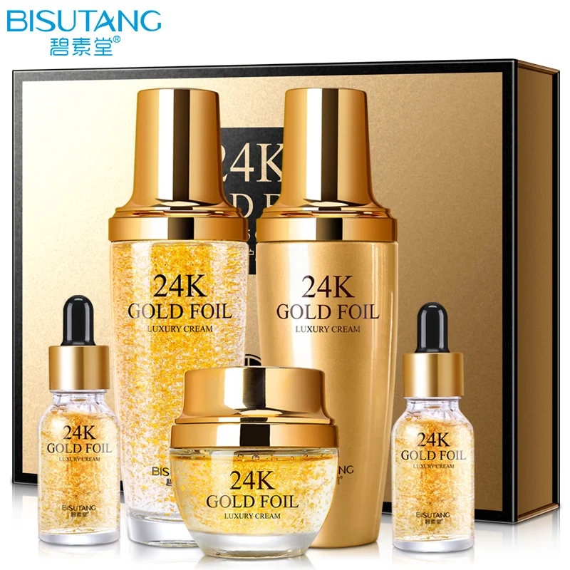 BISUTANG 24k Gold Luxury Skin Care 5 Piece Set Facial Essence Essence Shrink Pore Whitening Hydrating Skin Care Product Set
BISUTANG 24k Gold Luxury Skin Care 5 Piece Set Facial Essence Essence Shrink Pore Whitening Hydrating Skin Care Product Set