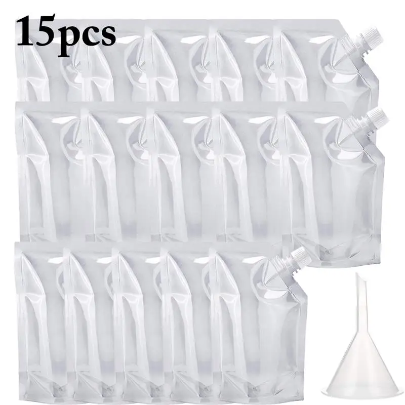 15pcs Plastic Reusable Liquor Pouch Clear Heavy Duty Drinks Flasks Concealable Drinking Flasks Cruise Bags Kit with Funnel
15pcs Plastic Reusable Liquor Pouch Clear Heavy Duty Drinks Flasks Concealable Drinking Flasks Cruise Bags Kit with Funnel