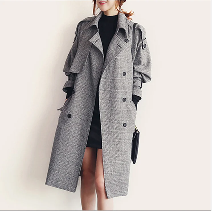Women Double Button Trench Long Fahsion Cplaid Windbreaker Trench Coat Spring Autumn Outwear Office Lady Fashion Coat W1009
Women Double Button Trench Long Fahsion Cplaid Windbreaker Trench Coat Spring Autumn Outwear Office Lady Fashion Coat W1009