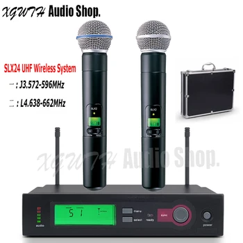 

SLX24 BETA58A SM58 SM 58 UHF Wireless Microphone System Single Recording Studio Dynamic Handheld Karaoke Mic with Box