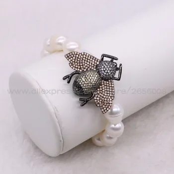 4 Strand Natural pearls bracelet with Big Micro pave bee charms handcrafted jewelry pearl bangle bracelet gift for lady
4 Strand Natural pearls bracelet with Big Micro pave bee charms handcrafted jewelry pearl bangle bracelet gift for lady