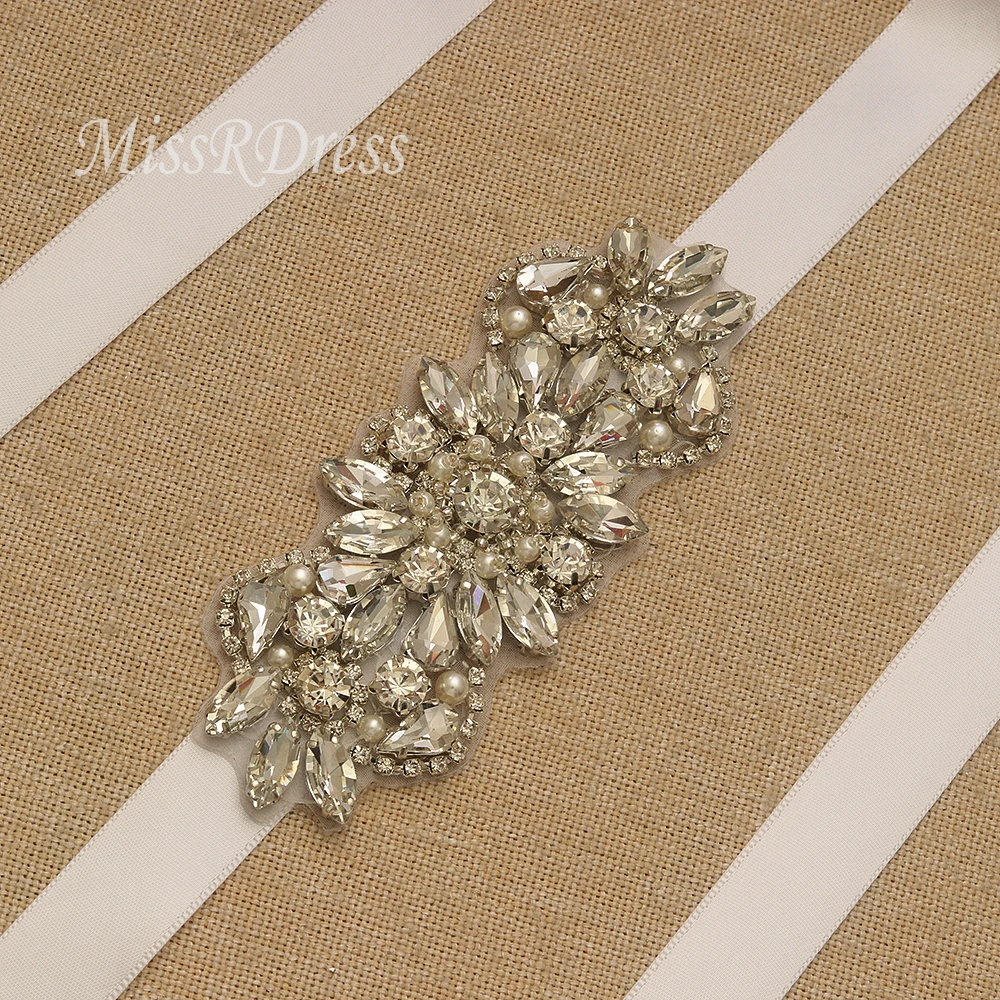 MissRDress свадебный пояс с кристаллами и жемчугом бриллиантовый серебряный ремень