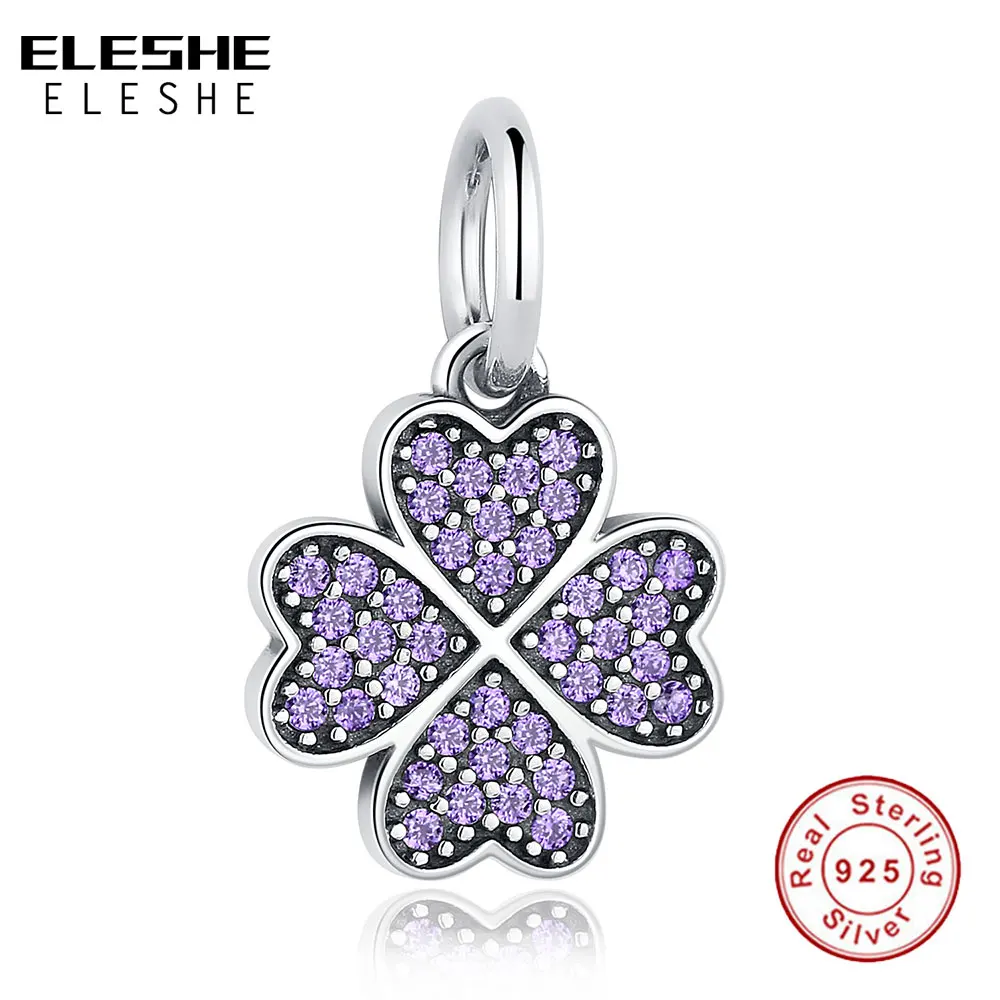 ELESHE Fit Original Charm Bracelet 925 Sterling Silver Dangle Charm with Purple Crystal Four Leaf Clover Bead DIY Jewelry Making
ELESHE Fit Original Charm Bracelet 925 Sterling Silver Dangle Charm with Purple Crystal Four Leaf Clover Bead DIY Jewelry Making