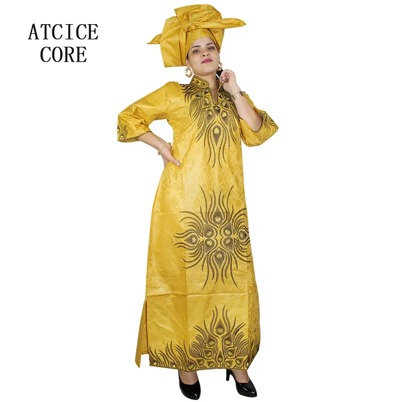 african dresses for woman bazin riche embroidery design dress long with scarf A056
african dresses for woman bazin riche embroidery design dress long with scarf A056