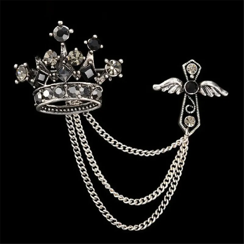 Модные ювелирные изделия оптовая продажа корона красивые женские броши черный