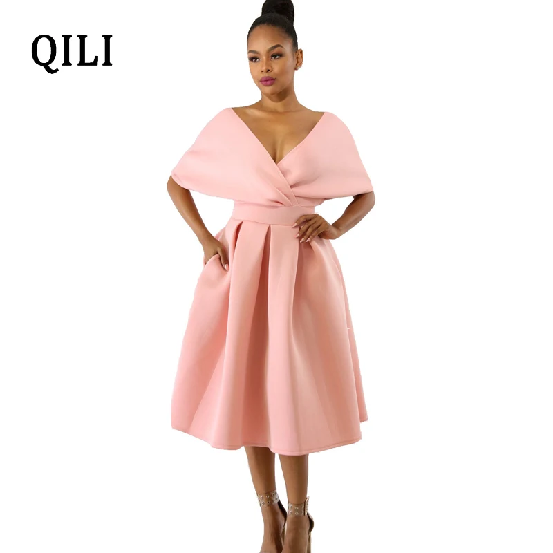 QILI Sexy Deep V Neck Dress Women White Blue Pink Rose-red Batwing Sleeve High Waist A-Line Dresses Night Club Party Ball Gown
QILI Sexy Deep V Neck Dress Women White Blue Pink Rose-red Batwing Sleeve High Waist A-Line Dresses Night Club Party Ball Gown