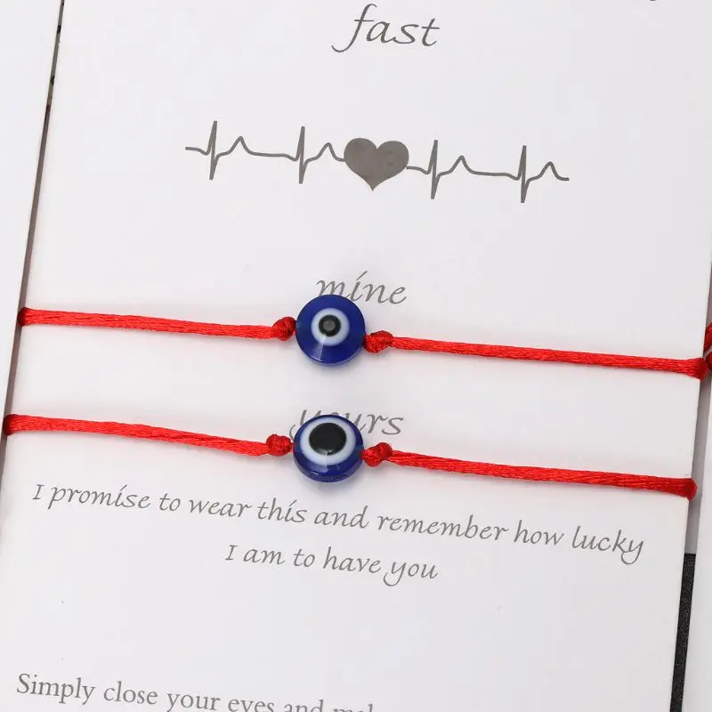 

Wish Card Blue Evil Eye Lovers Bracelets Kabbalah Eye Amulet Good Luck Jewelry