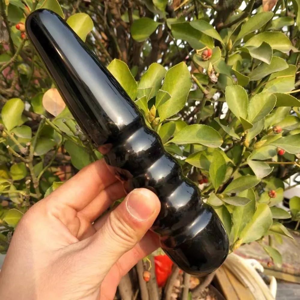 180MM Natural black obsidian crystal spiral wand hand carved massage stick healing crystal gemstone yoni wand
180MM Natural black obsidian crystal spiral wand hand carved massage stick healing crystal gemstone yoni wand