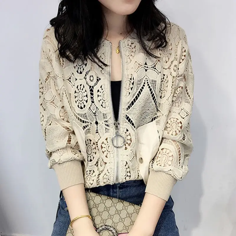 Spring and Autumn 2019 Women's Dress Hollowed Out Lace Cardigan Long-sleeved Blouse Loose Sunscreen Jacket
Spring and Autumn 2019 Women's Dress Hollowed Out Lace Cardigan Long-sleeved Blouse Loose Sunscreen Jacket