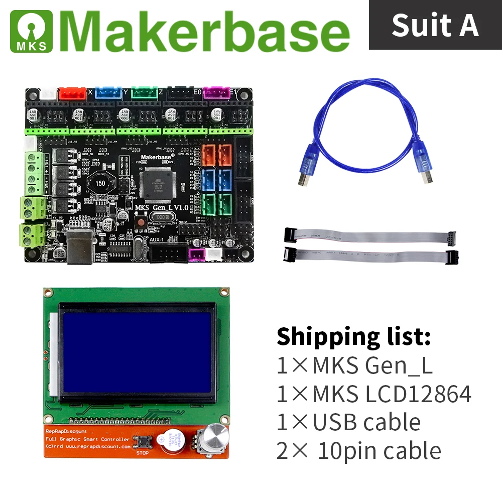 3D printer controller set MKS Gen_L with MKS LCD12864 and different plug-in drivers which is more cost-effective
3D printer controller set MKS Gen_L with MKS LCD12864 and different plug-in drivers which is more cost-effective